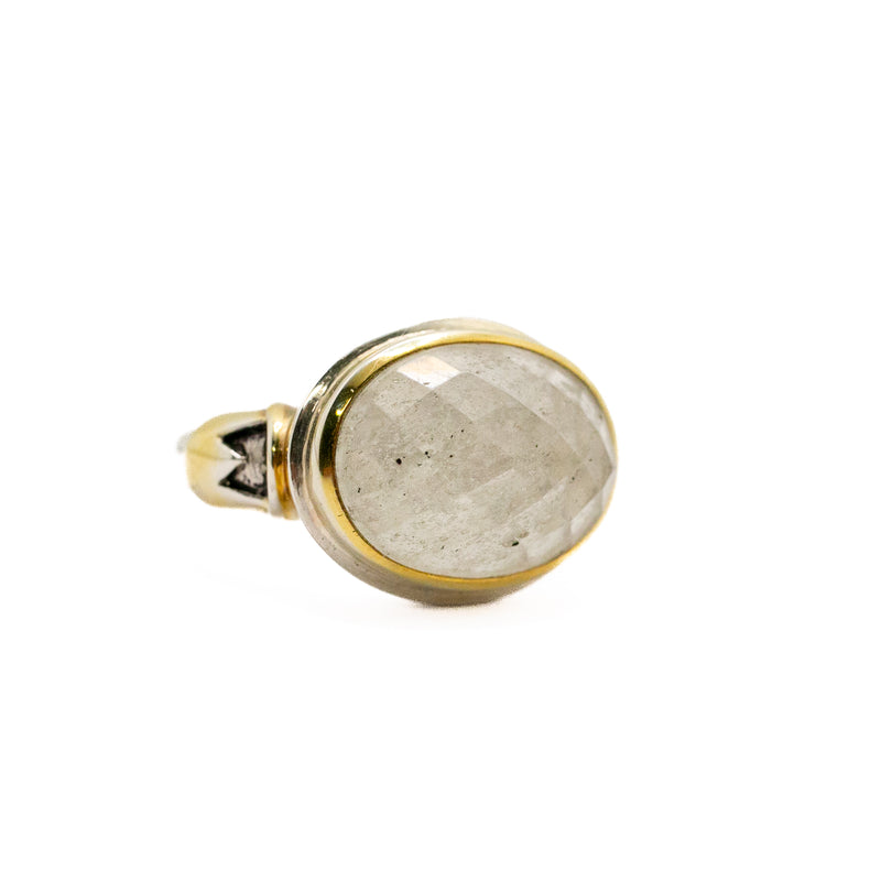 Oval Faceted Gold Tektite Ring