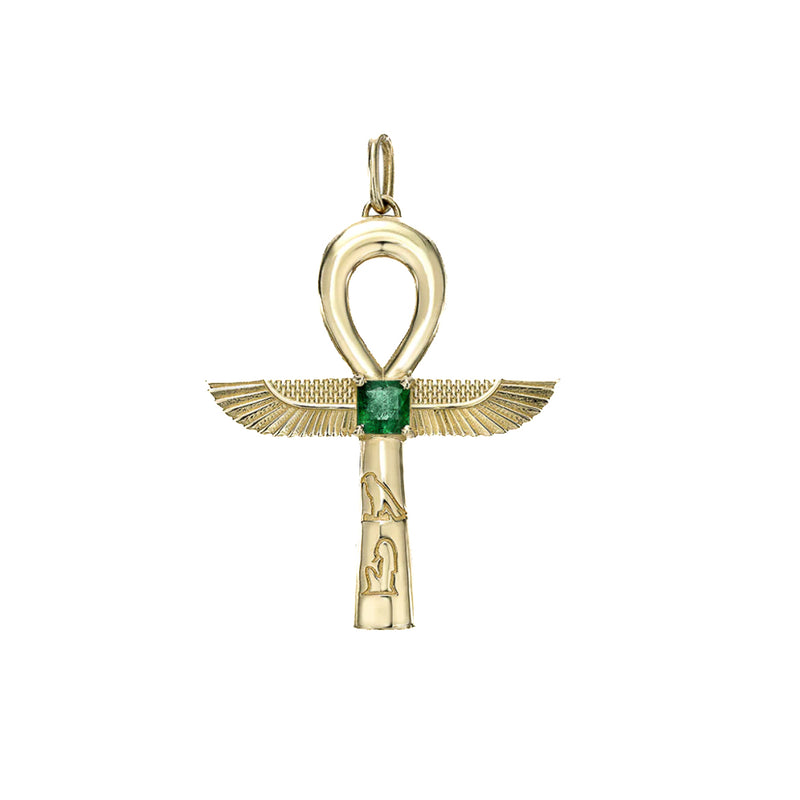 Emerald Ankh with Wings