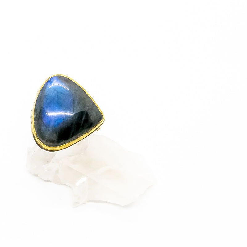 Labradorite Triangle Ring, Ring, Crystal, Jewelry