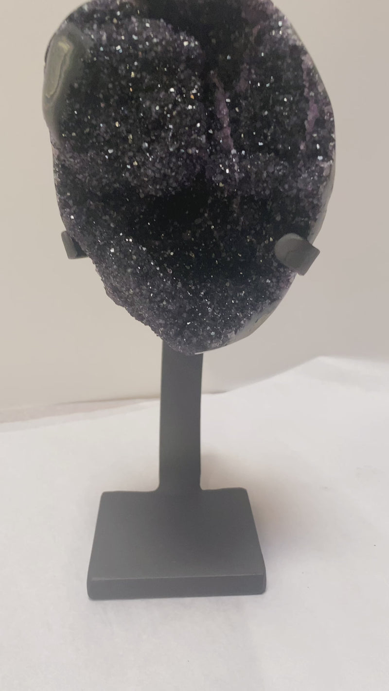 Deep Amethyst Druzy Cluster with Stand
