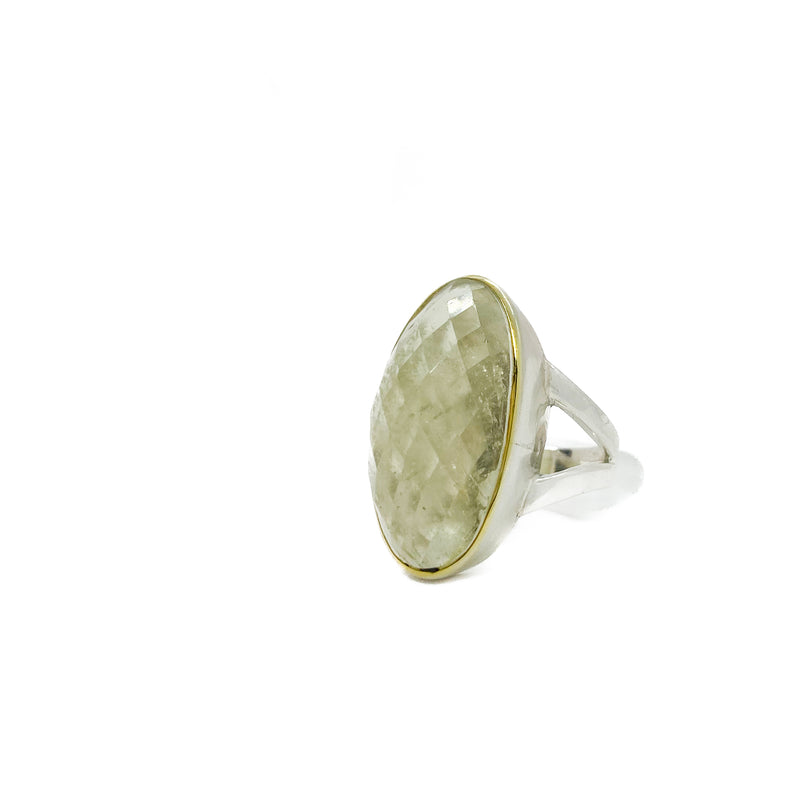 Faceted Pineapple Oval Tektite Ring