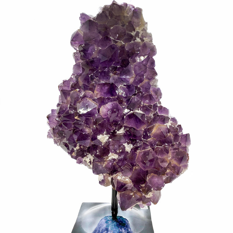 Amethyst, Large Crystal Cluster Amethyst Centerpiece with Stand, Crystal, Crystals
