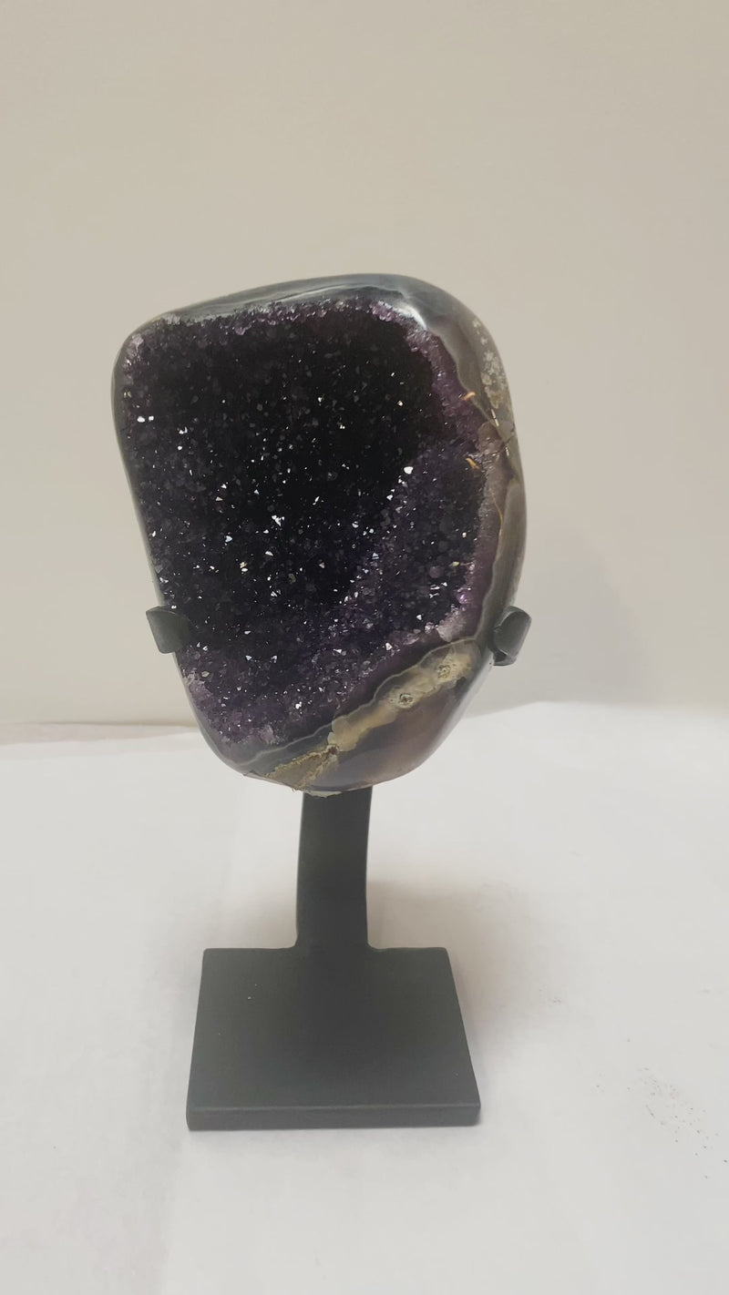 Deep Purple Amethyst Druzy with Stand